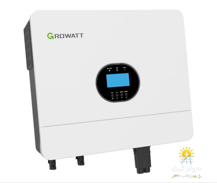 سانورتر یا اینورتر شارژر با توان اینورتر 6000وات و توان ورودی پنل خورشیدی دو استرینگ هر استرینگ8000وات گروات مدل SPF 6000 ES Plus